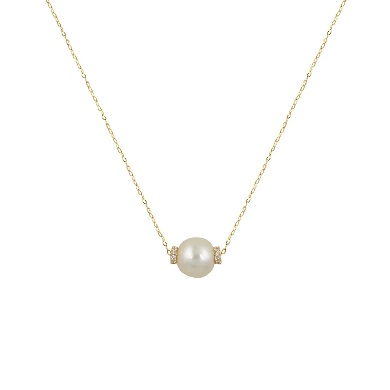 Κολιέ Χρυσό 14κ Με Μαργαριτάρι Και Ζιργκον ko151