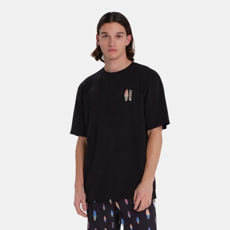 EMERSON ICE-CREAM MEN’S SHORT SLEEVE T-SHIRT ΜΑΥΡΟ