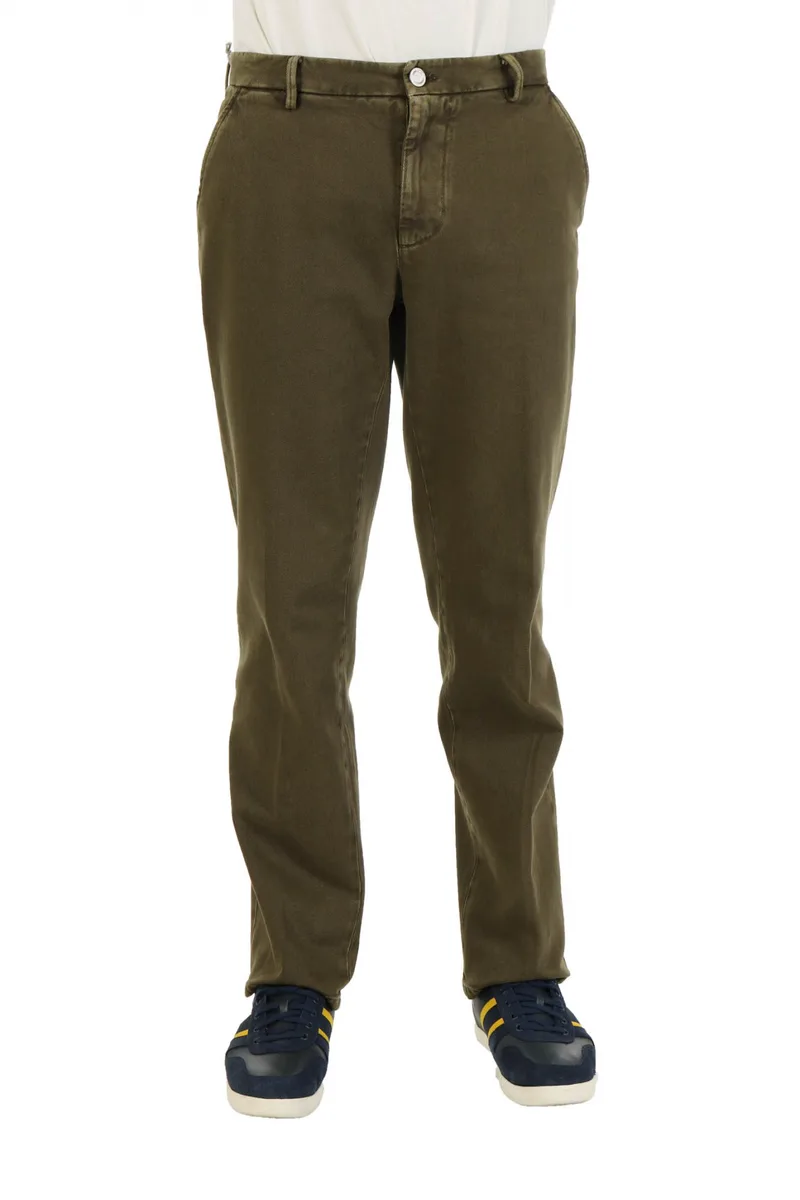 TRUSSARDI JEANS ΠΑΝΤΕΛΟΝΙ CHINO RELAXED BULL OLD DYED AVIATOR ΧΑΚΙ