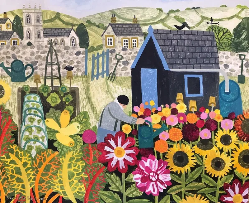 Ευχετήρια κάρτα Canns Down Press: Summer allotment (Vanessa Bowman)
