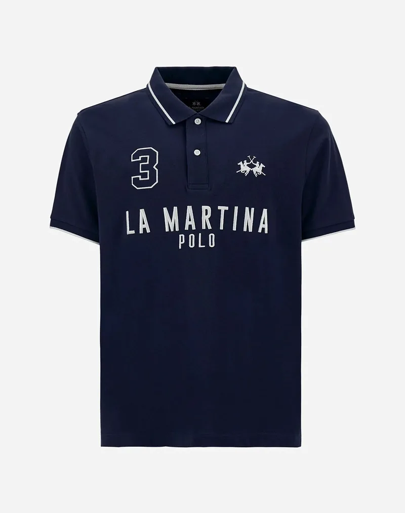 LA MARTINA ΜΠΛΟΥΖΑ ΠΟΛΟ ΚΜ MAN S/S POLO PIQUET STRETCH 3LMMCP320-07017 NavyBlue