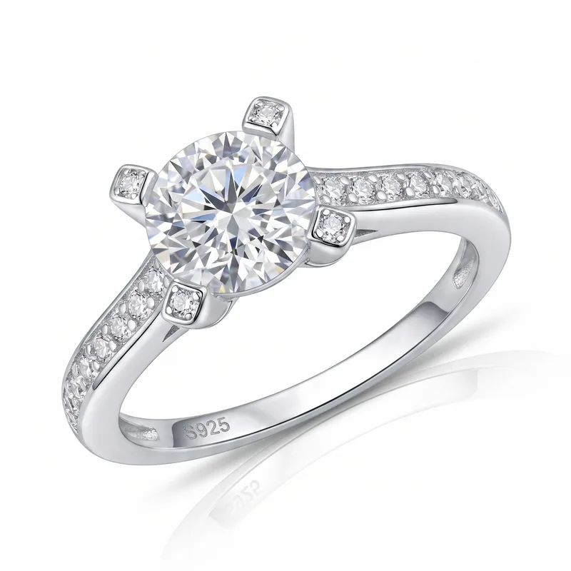 Δαχτυλίδι Moνόπετρο με Moissanite Diamonds από Ασήμι DX2794