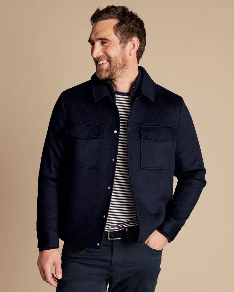 Charles Tyrwhitt Ανδρικό Κοντό Παλτό Regular Fit Μάλλινο