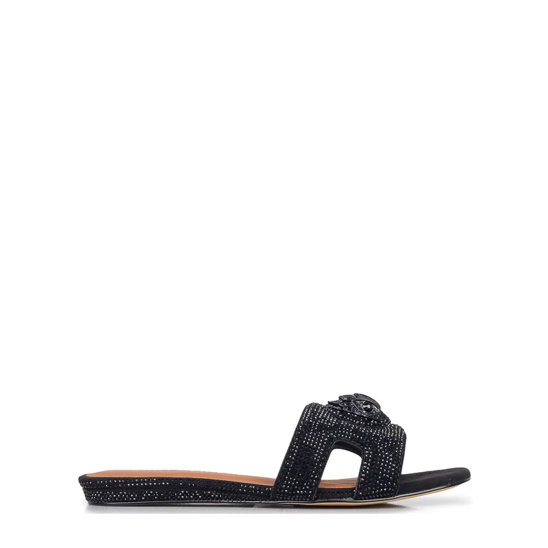 Πέδιλα-Σανδάλια γυναικεία Kurt Geiger Μαύρο 5611900609 Eagle Cut Out Flat SDL Drench 262