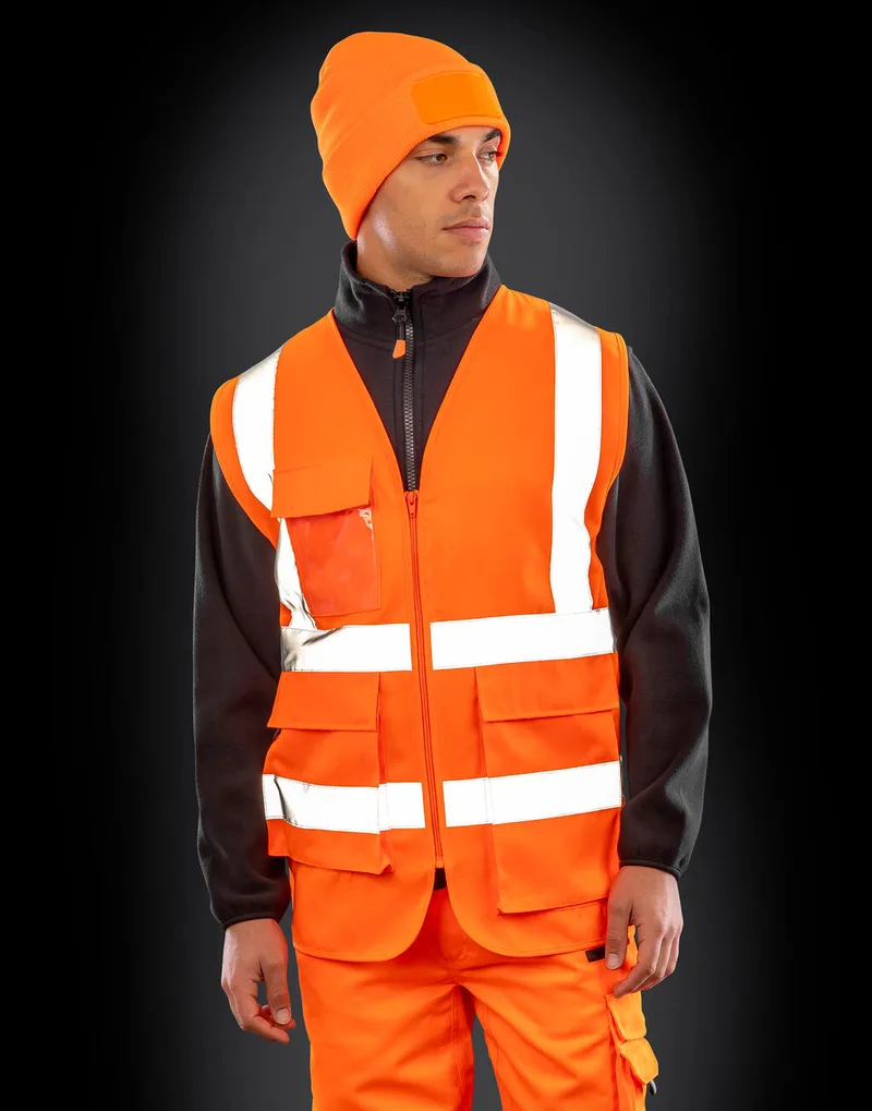 Heavy Duty Polycotton Security Vest Result Safe-Guard R477X Fluorescent Πορτοκαλί