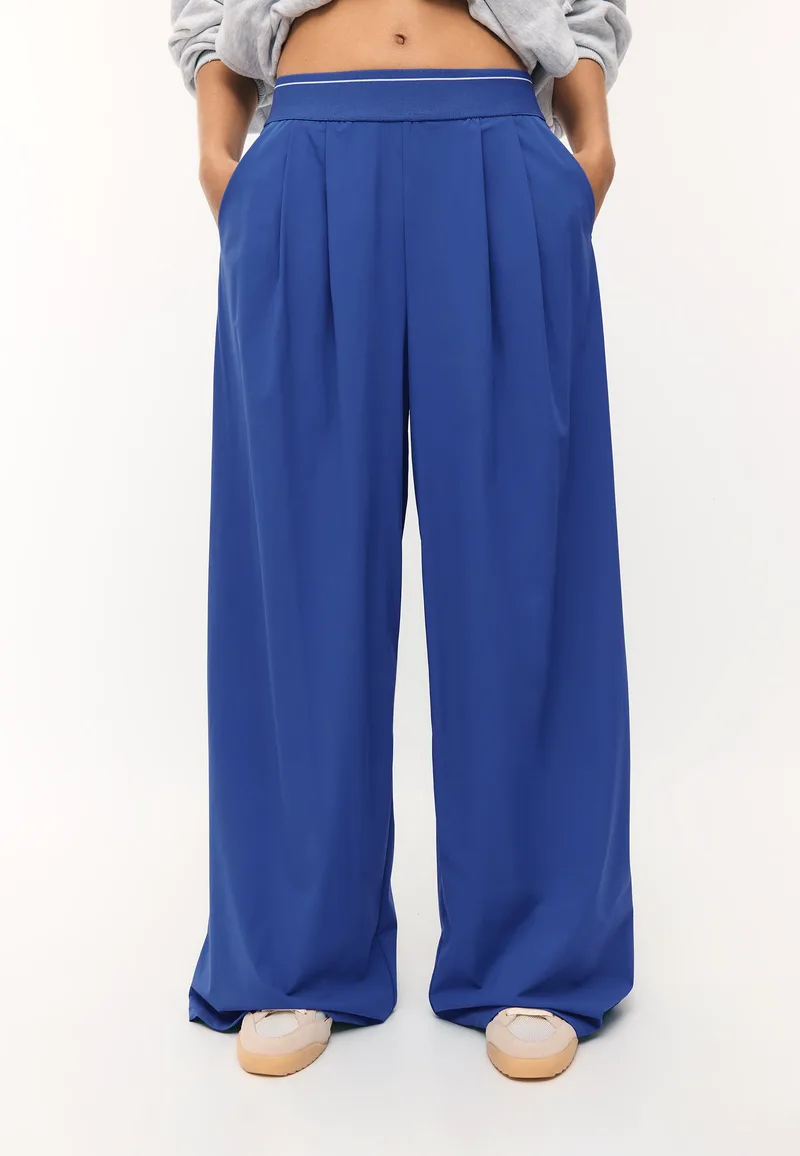 Stradivarius Παντελόνι Jogger Palazzo Με Λάστιχο Στη Μέση Μπλε Ρουαγιάλ Xl