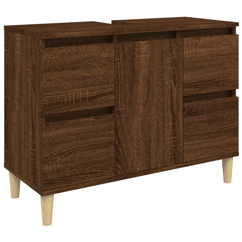 vidaXL Ντουλάπι Νιπτήρα Καφέ Δρυς 80 x 33 x 60 εκ. Επεξεργασμένο Ξύλο