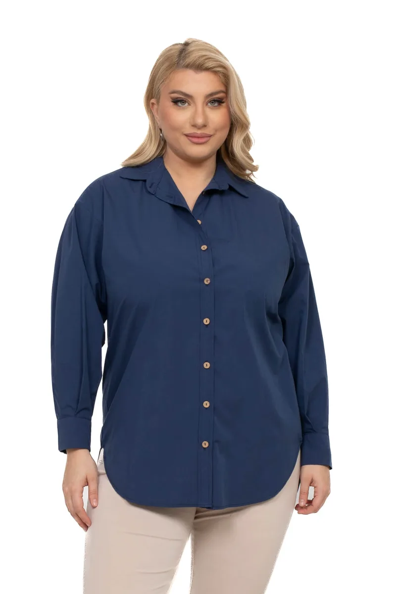 ΠΟΥΚΑΜΙΣΟ PLUS SIZE ΒΑΜΒΑΚΕΡΟ ΜΠΛΕ ΜΠΛΕ
