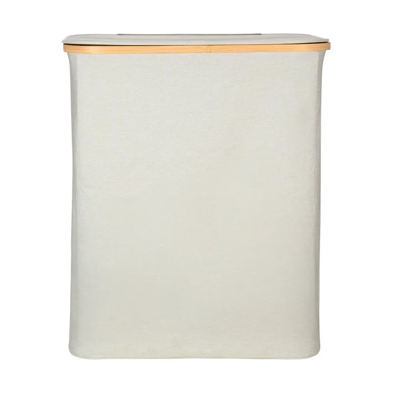 Estia Καλάθι Άπλυτων Bamboo Essentials 144Lt Με Καπάκι Και 2 Mesh Bags 56X37X68Cm Γκρι