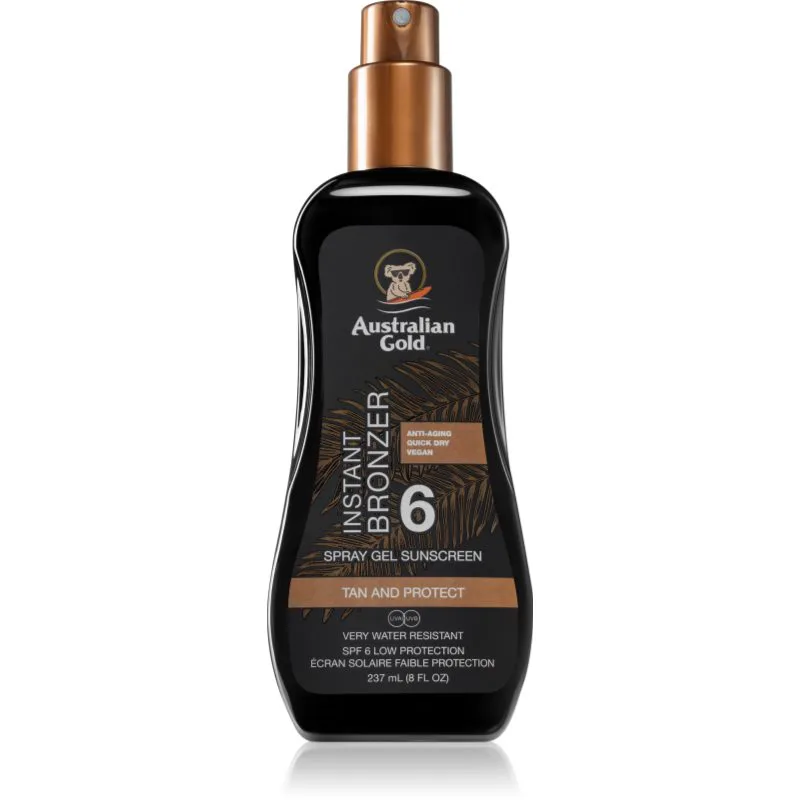 Australian Χρυσό Spray Gel Sunscreen With Instant Bronzer αντηλιακό προστατευτικό σπρέι με τερακότα SPF 6 237 ml