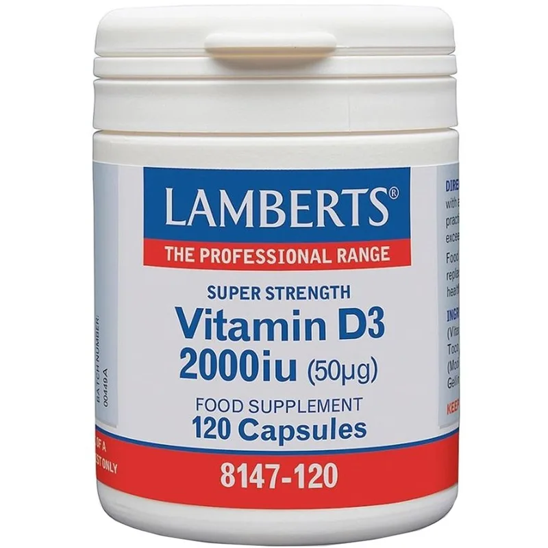 Lamberts Vitamin D3 Συμπλήρωμα Διατροφής με Βιταμίνη D3 για την Καλή Λειτουργία των Οστών & Ανοσοποιητικού 2000iu, 120caps