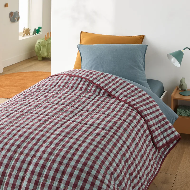 Καπιτονέ βαμβακερό κουβερλί με καρό 140x200 cm