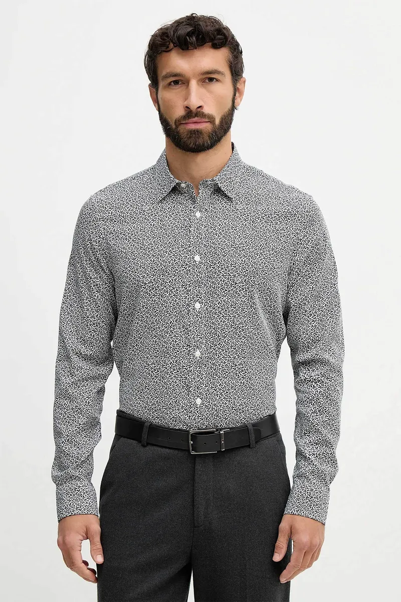 Michael Kors ανδρικό πουκάμισο με all-over floral print Classic Fit - CR6403VKLQ Μπλε Σκούρο