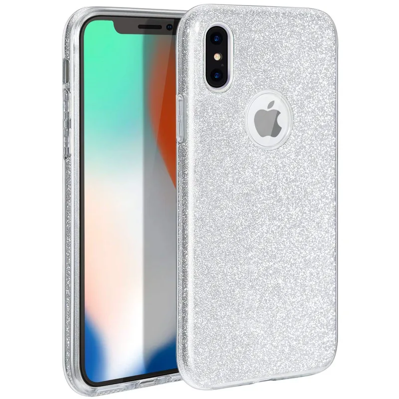 Hybrid Strass Full Silver Case iPhone X/Xs