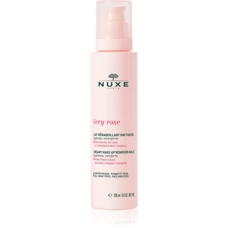 Nuxe Very Rose Creamy Make-up Remover Milk απαλό γαλακτωμα ντεμακιγιάζ για όλους τους τύπους επιδερμίδας 200 ml