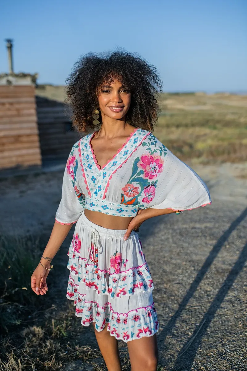Crop Top PITI CUITI Με Κιμονό Μανίκια