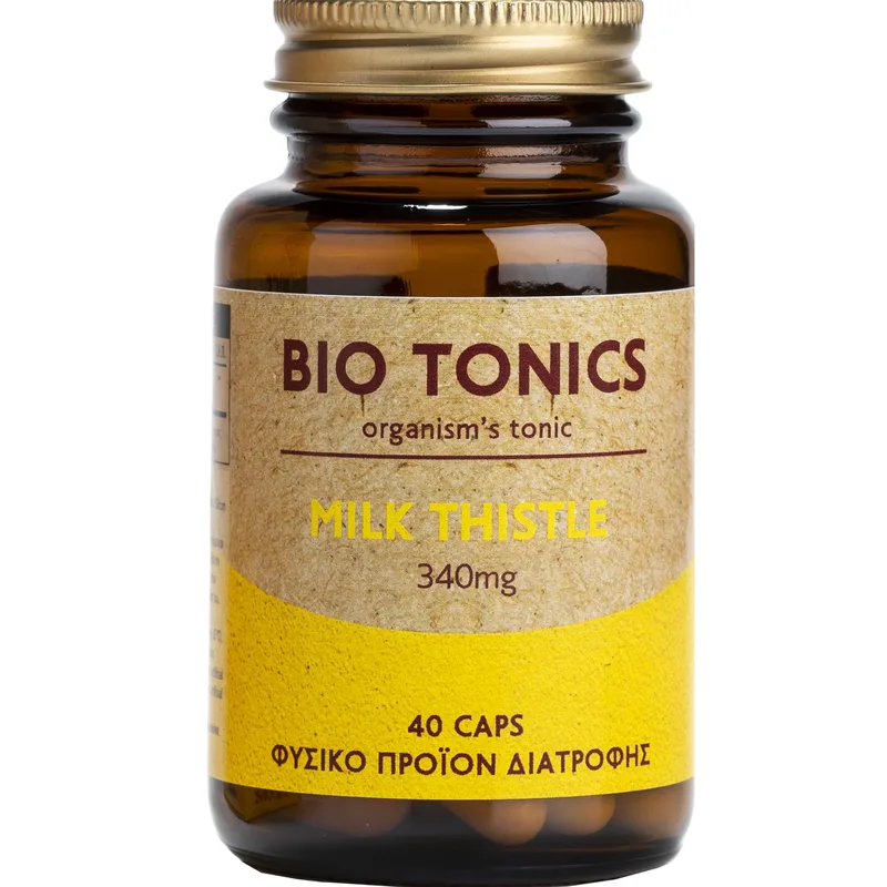 Bio Tonics Premium Milk Thistle 340mg Συμπλήρωμα Διατροφής Εκχυλίσματος Γαϊδουράγκαθου για την Προστασία του Ήπατος με Αντιφλεγμονώδεις & Αντιοξειδωτικές Ιδιότητες40veg.caps