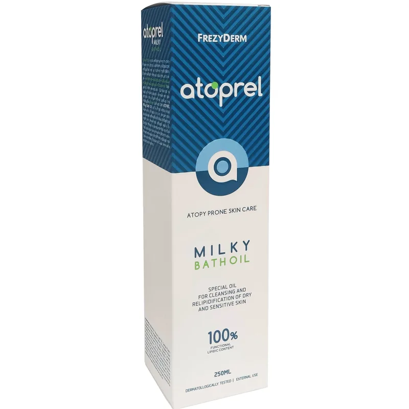 Frezyderm Atoprel for Dry & Sensitive Skin Bath Milky Oil Ειδικό Λάδι Προσώπου, Σώματος για Καθαρισμό & Ανάπλαση της Ξηρής & Ευαίσθητης Επιδερμίδας 250ml