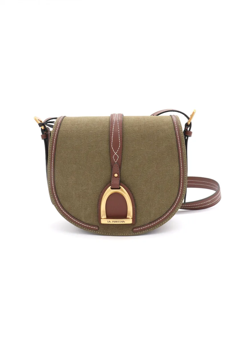 LA MARTINA ΤΣΑΝΤΑ CROSS BODY MEDIUM BAG SMOOTH F BROWN/MILITARY ΛΑΔΙ