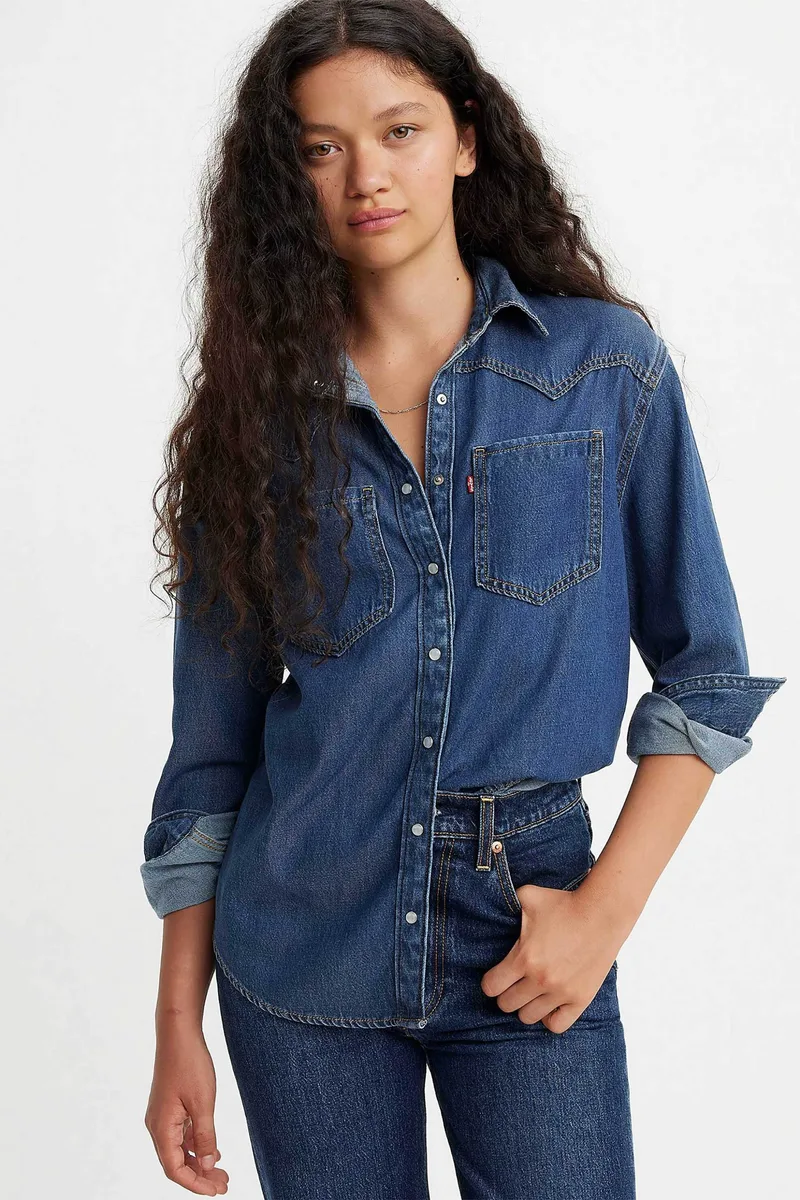 Levi's® γυναικείο denim πουκάμισο Relaxed Fit "Teodora Western" - A72440007 Denim Blue Σκούρο