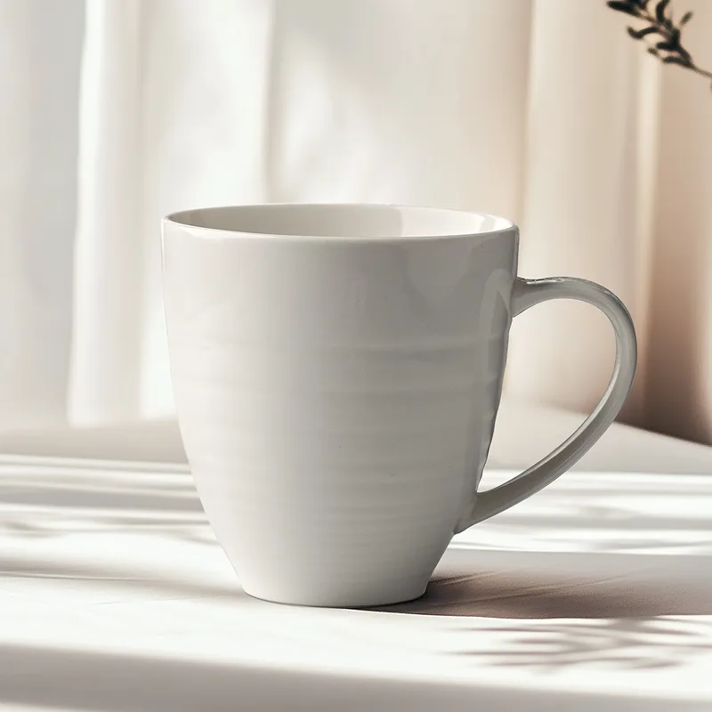 Beauty Home Κούπα πορσελάνης ανάγλυφη με χερούλι Sensations Art 7709 350ml Λευκό