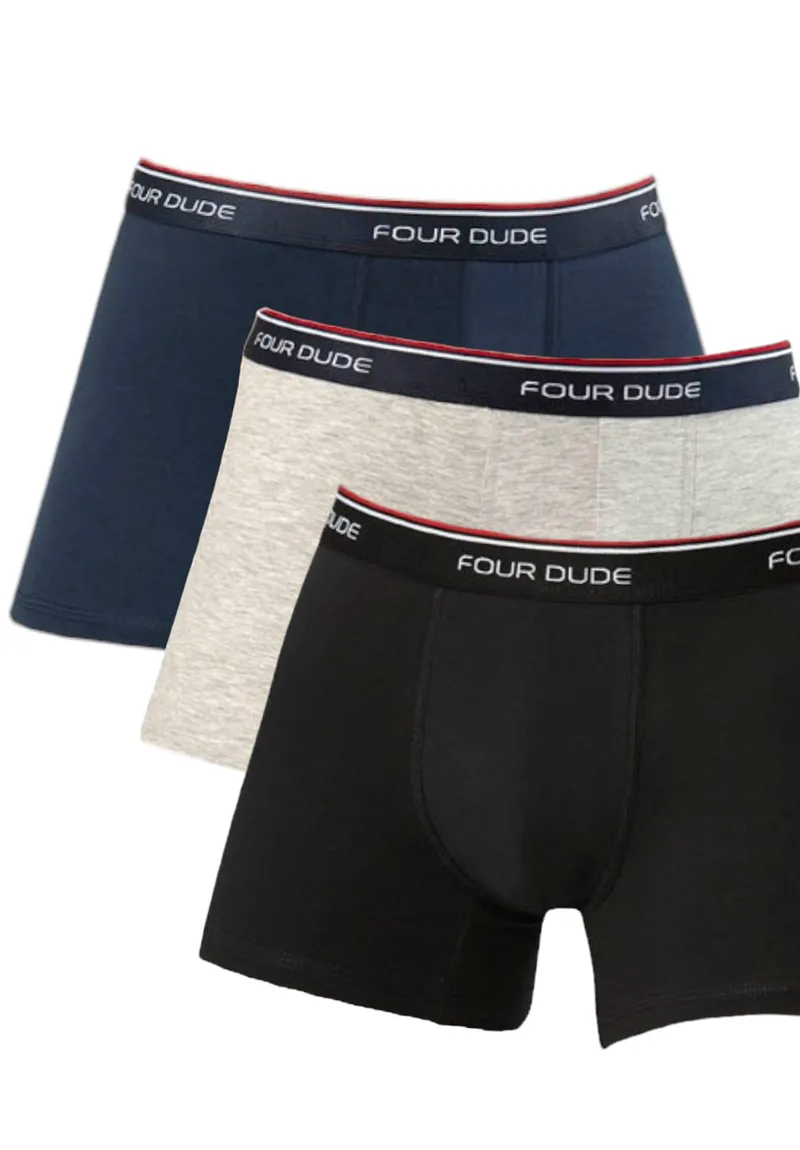 Boxer ανδρικά βαμβακερά 4DUDE The Basics σε οικονομική συσκευασία 3 τεμαχίων DD1604-Πολύχρωμο