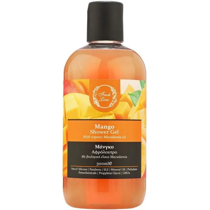 Fresh Line Mango Shower Gel Εξωτικό & Φρουτώδες Αφρόλουτρο Φυσικής Σύνθεσης με Μάνγκο & Βιολογικό Έλαιο Macadamia 300ml