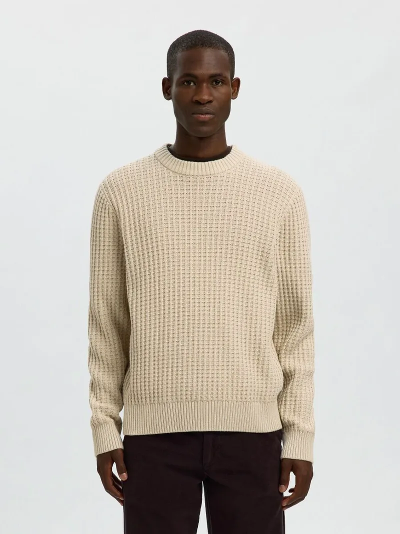 Selected Tom Ανδρικό Structure Crewneck Πλεκτό 16099207 Εκρου