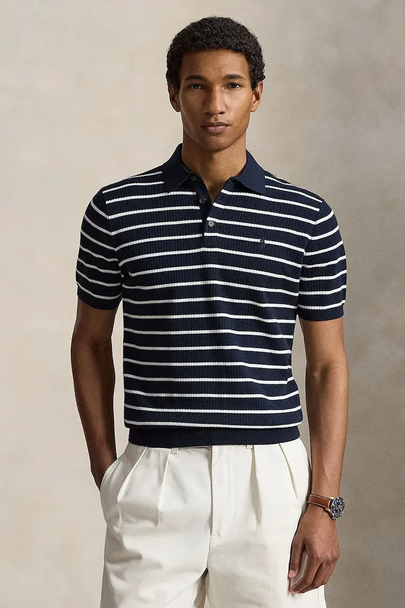Polo Ralph Lauren πλεκτό μπλουζάκι πόλο ανδρικό βαμβακερό