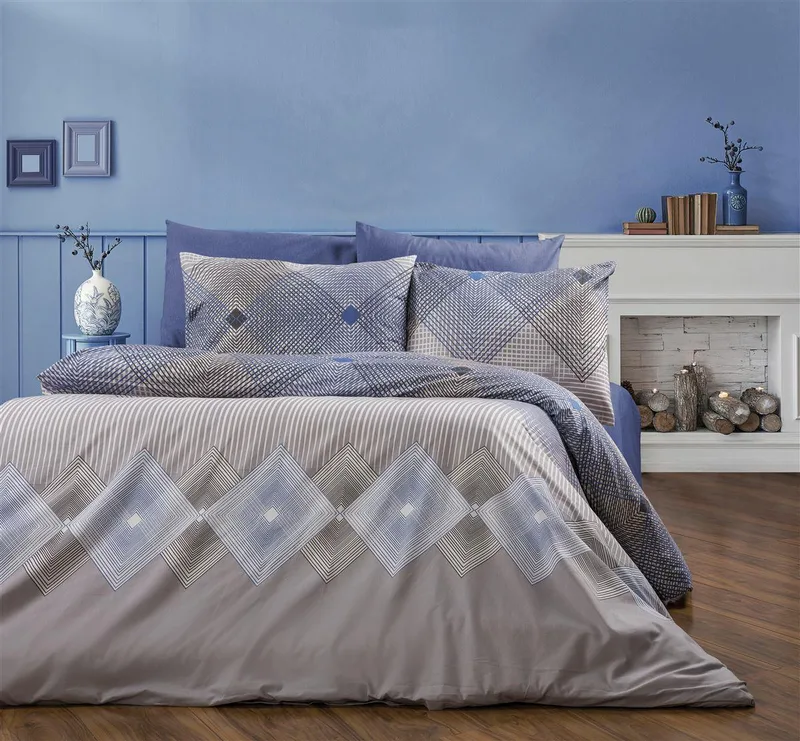 Παπλωματοθήκη Polycotton Μονή 160x240εκ. Καλλιρόη 604 Grey-Blue DimCol (Χρώμα: Μπλε, Ύφασμα: 70% Βαμβάκι-30% Polyester, Μέγεθος: Μονά) - DimCol - 33310823065