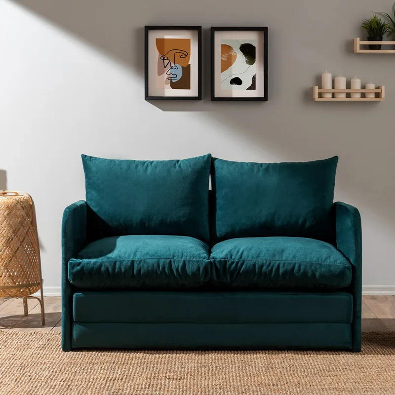 Διθέσιος Καναπές-Κρεβάτι Saga 2-Seater - Petrol Green 859Ftn2871 (120x46x49)