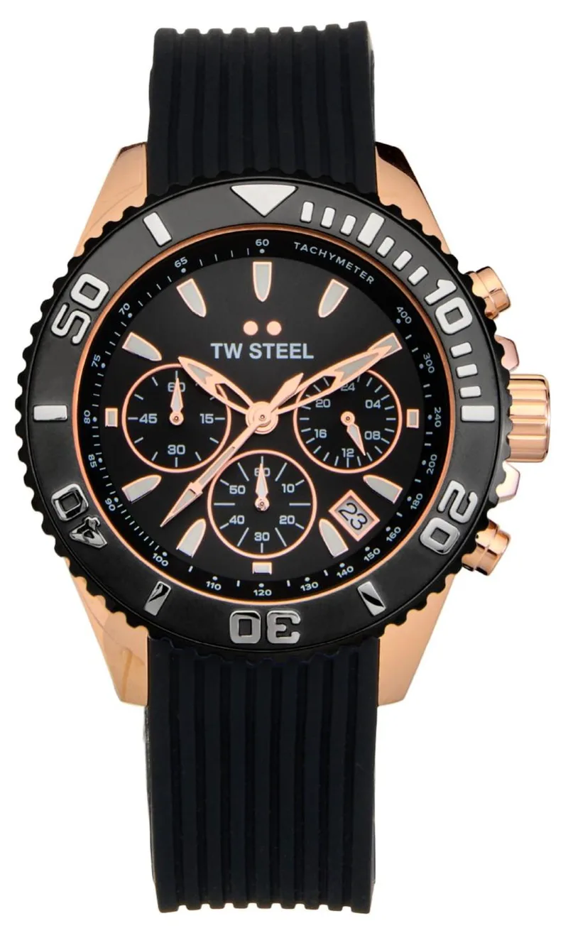 TW STEEL Vanceur Diver Chronograph - VA3, Rose Χρυσό case with Black Rubber Strap