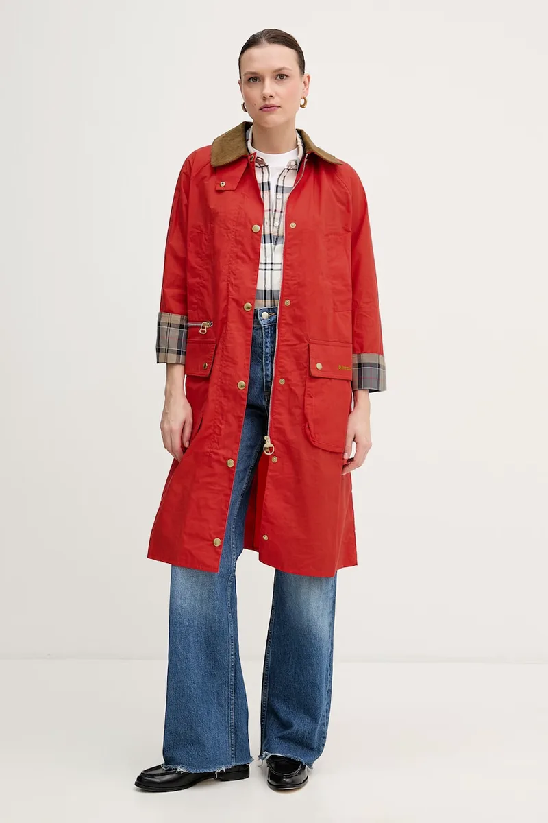 Barbour μακρύ μπουφάν γυναικείο βαμβακερό Hollington