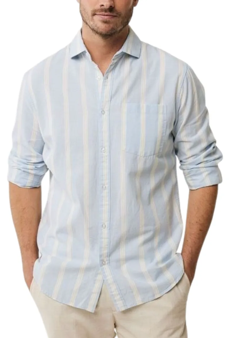 Πουκάμισο Μακρυμάνικο Mexx Striped Linen Blend Shirt MF007200751M-Baby Blue Ανδρικό