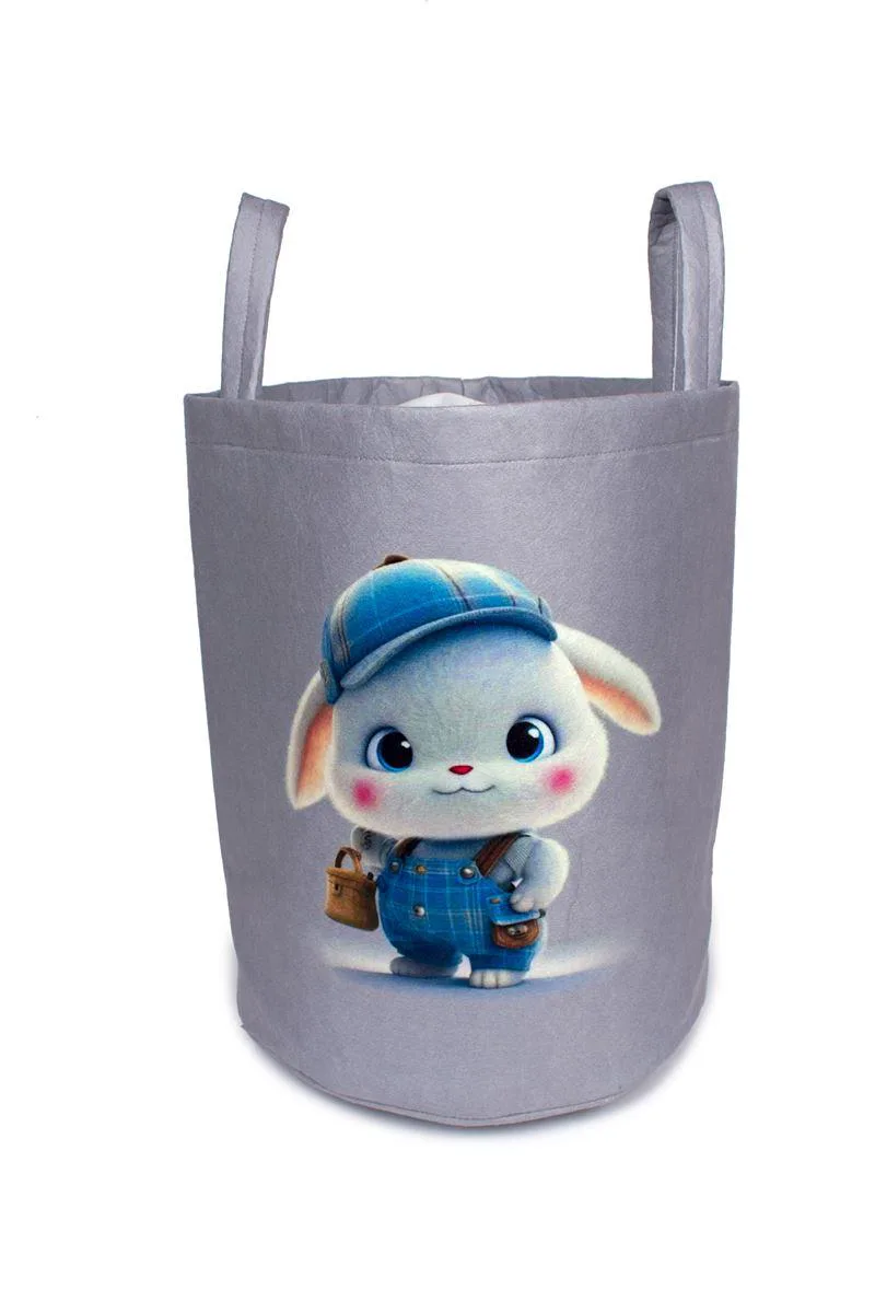 Παιδικό Καλάθι Αποθήκευσης Polyester Cap Bunny 38 Grey DimCol 45x30x50εκ. (Ύφασμα: Polyester, Χρώμα: Γκρι) - DimCol - 31463608013