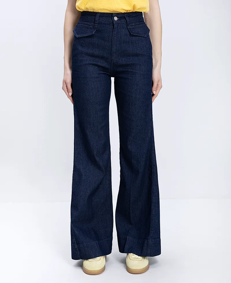 Boss Γυναικείο Παντελόνι Denim Wide Leg High Rise Fit