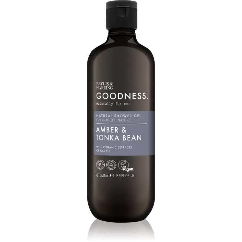 Baylis & Harding Goodness Amber & Tonka Bean τζελ για ντους για άντρες 500 ml