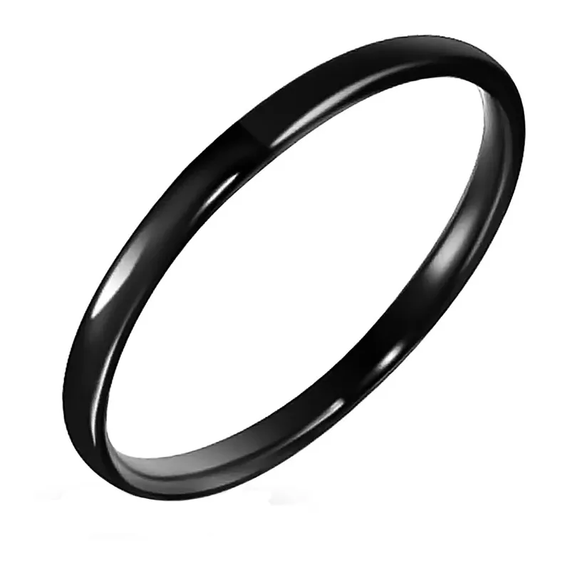 JT Unisex κλασικό σκέτο ατσάλινο δαχτυλίδι βέρα Μαύρο