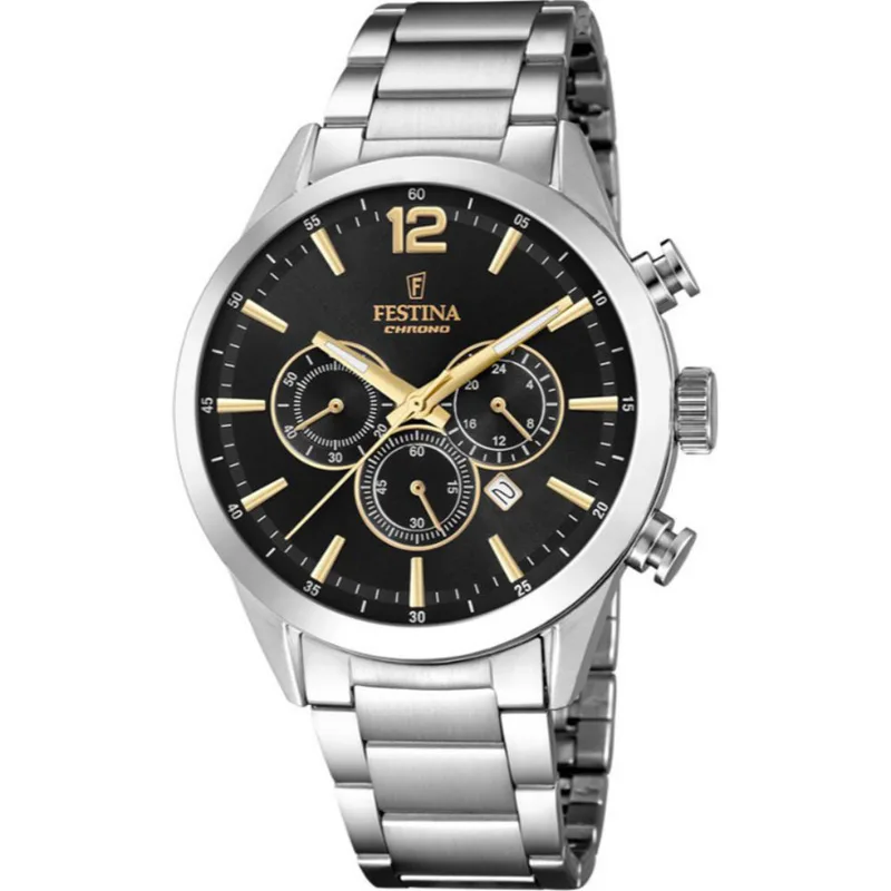 Festina Ανδρικό Ρολόι Stainless Steel Chronograph Black, κωδ.F20343/4