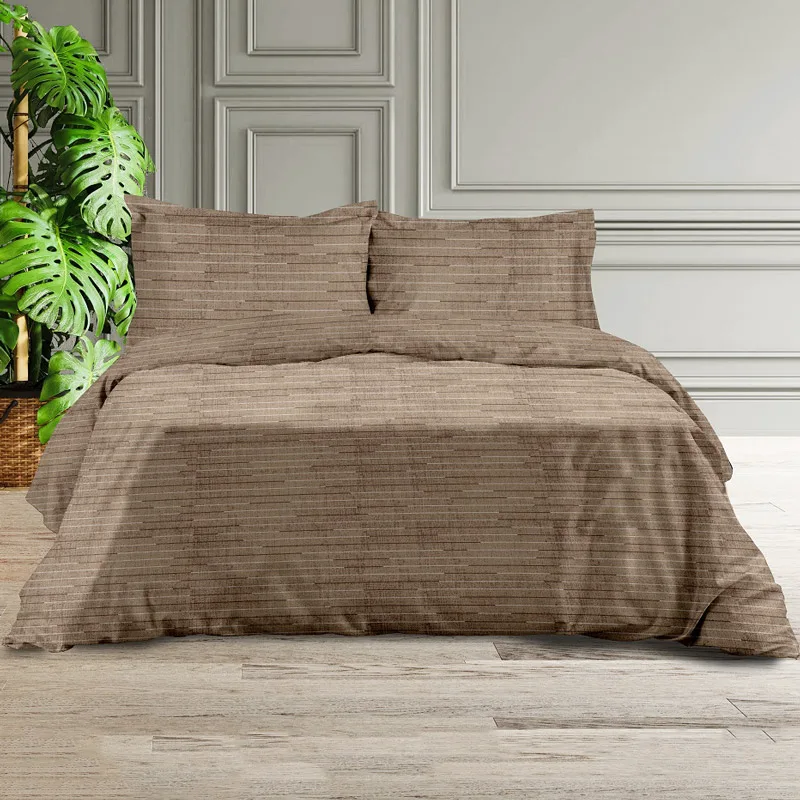 Φανελένια Παπλωματοθήκη King Size Σετ 240x260 Makis Tselios Lines Brown 240x260