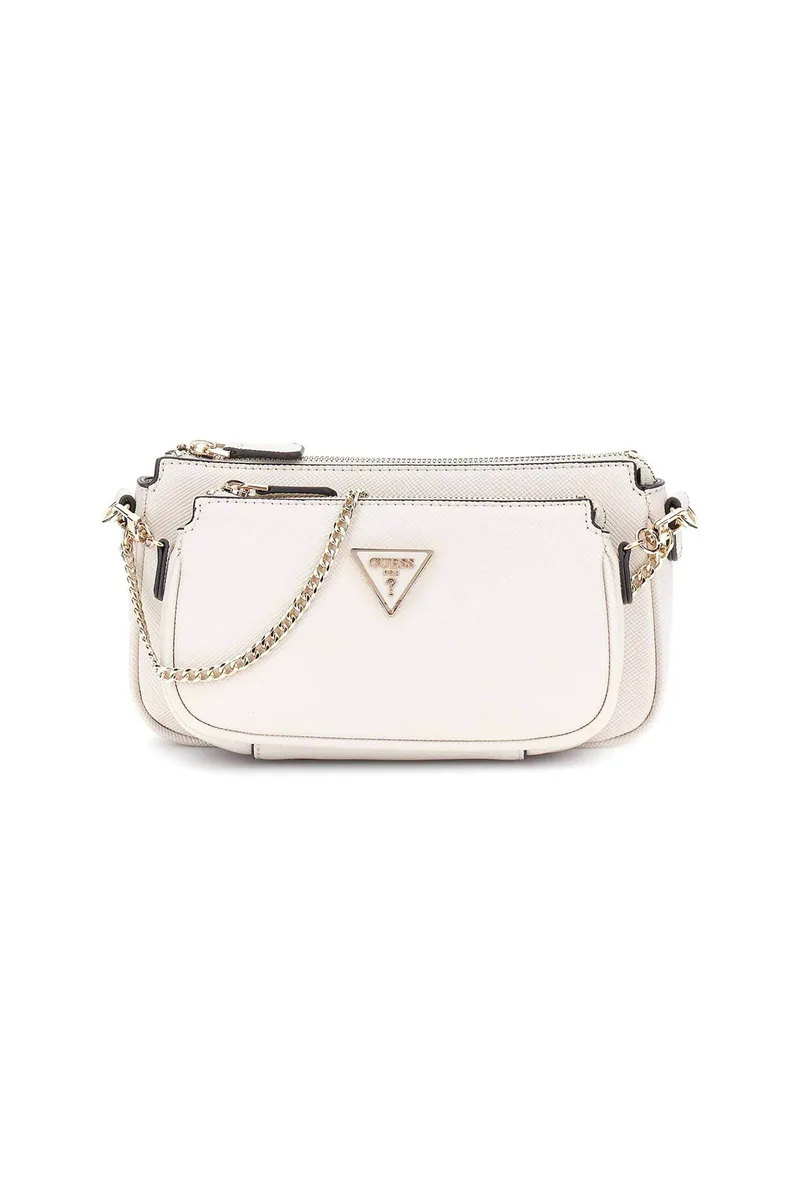 Guess γυναικεία τσάντα ώμου με faux leather και λογότυπο "Noelle II" - HWZG9672710 Εκρού