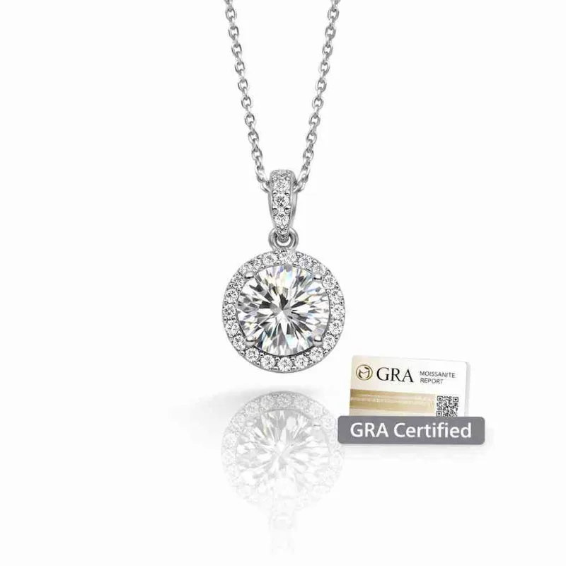 Ασημένιο Κολιέ 925 Μοζαϊνίτης 1ct 6,5mm Color D | Κουμιάν