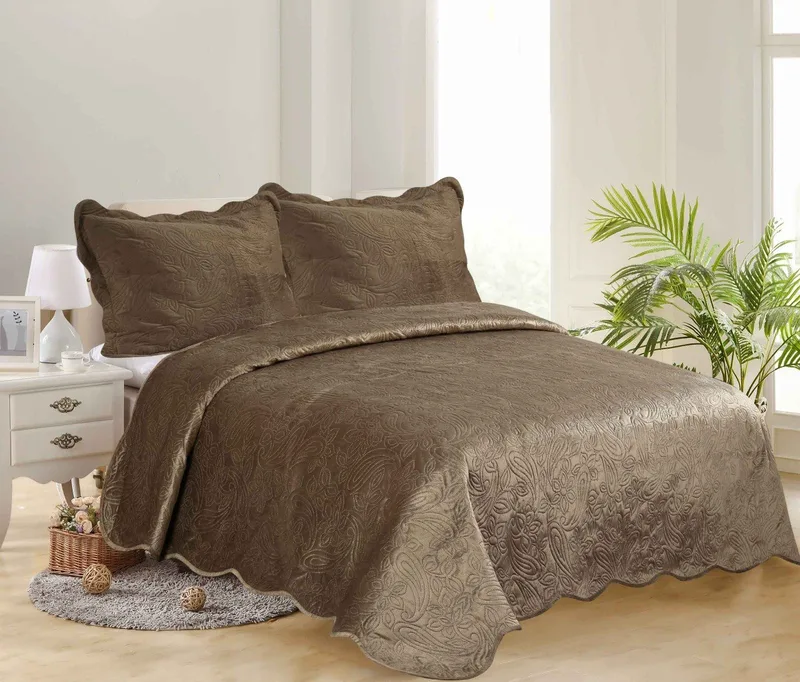 Σετ Κουβερλί Υπέρδιπλο Silk Fashion Supersoft Λαχούρι Smoke 220x240