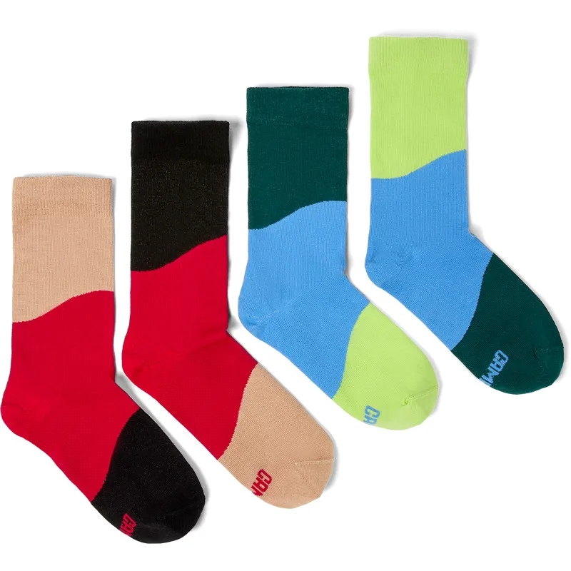 CAMPER Odd Socks Pack - Unisex Κάλτσες - Μαύρο,Μπεζ,Κόκκινο, Μέγεθος S, Cotton fabric