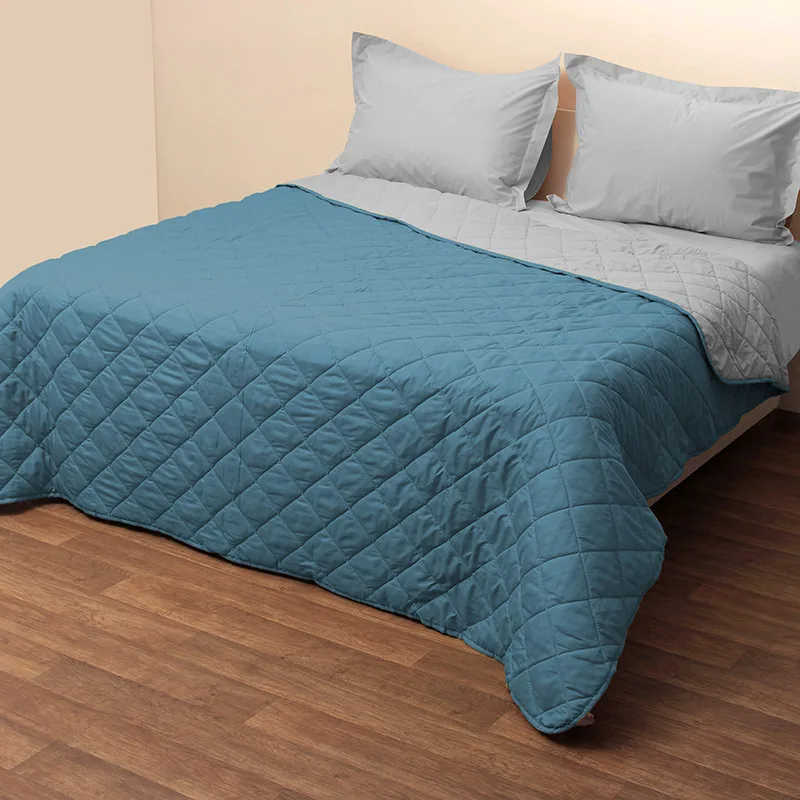 Κουβερλί Μονό 160X240 Viopros Microfiber Γκρι/Πετρόλ (160x240)