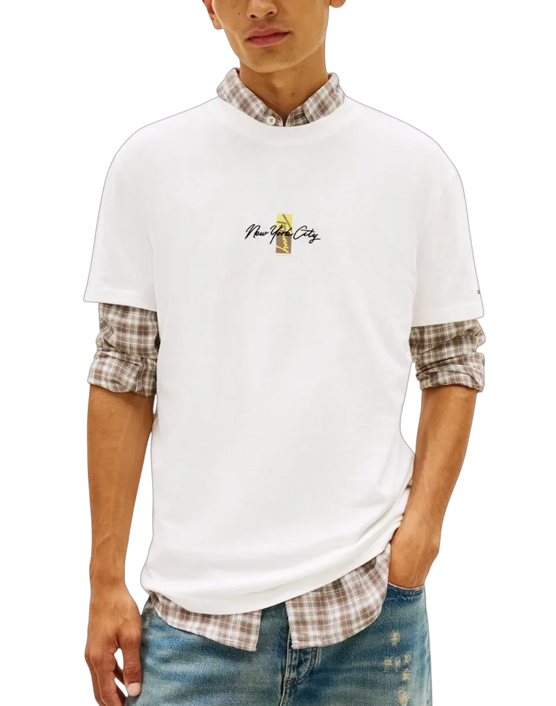 Ανδρικό T-shirt Λευκό Tommy Jeans DM0DM22532-YBL
