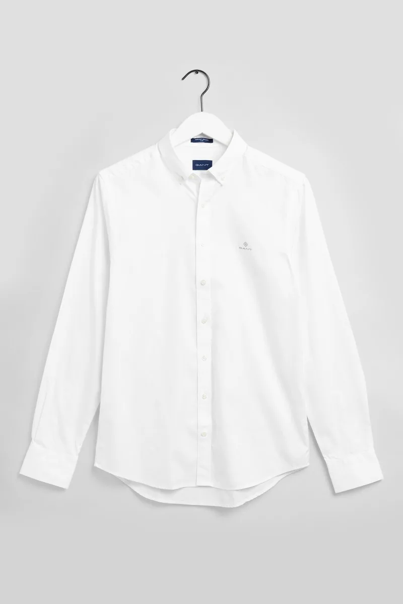 Gant ανδρικό πουκάμισο μονόχρωμο με κεντημένο logo "Slim Fit Pinpoint Oxford" - 3030109 Λευκό