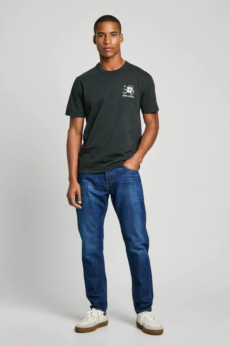 Pepe Jeans ανδρικό T-shirt με λογότυπο στο στήθος - PM509729 Μαύρο