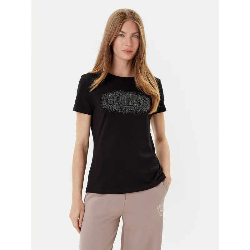 Guess T-Shirt V5YI08 J1314 Μαύρο Regular Fit