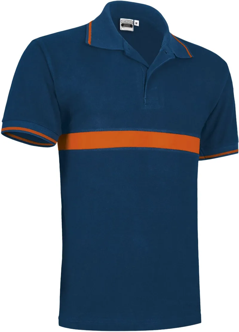 Κοντομάνικο Polo Shirt SERVER Valento POVASECMN Orion Navy Blue-Party Πορτοκαλί